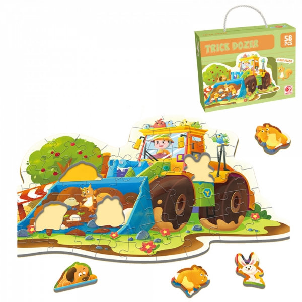 Puzzle de podea Buldozer, 58 piese