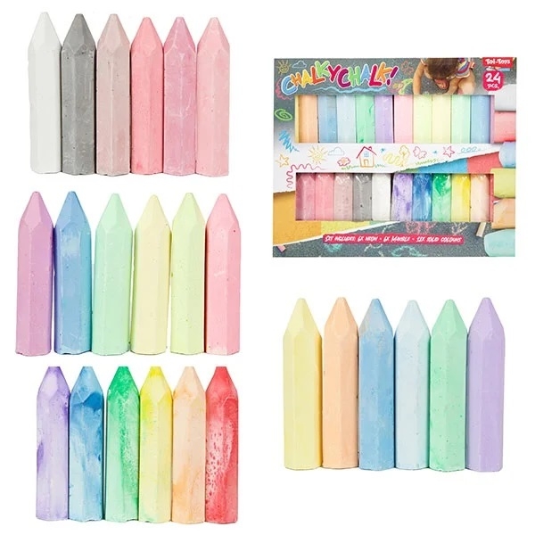 Set 24 culori de creta colorata pentru asfalt si trotuar, 3 x 25,5 x 20,5  cm