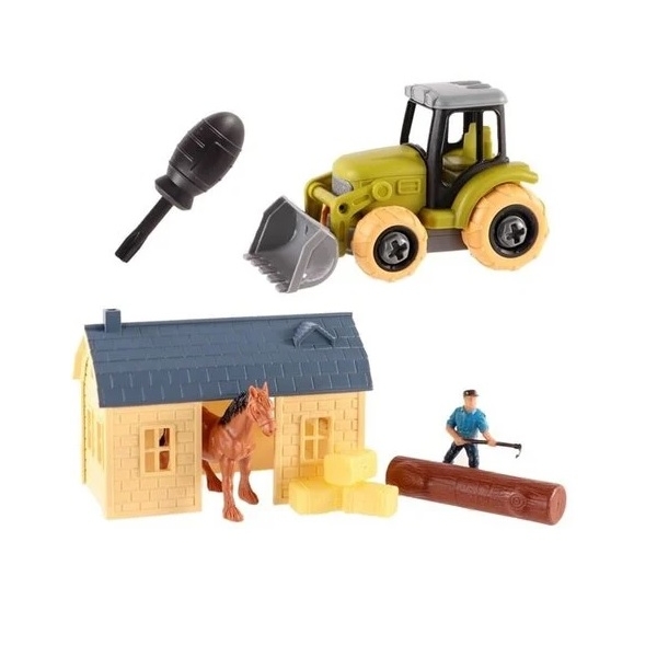 Set de joaca Ferma, Tractor de construit, animale, tarc, vegetatie