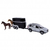 Masina metalica  Volvo XC90 cu Remorca pentru Cai - Kids Globe (27 cm)