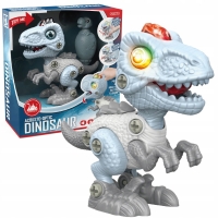 Jucarie de asamblat, Dinozaur cu lumini si sunete, T-rex, 16 x 14 x 7 cm