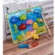 Joc de pescuit cu magnet, snuruit, puzzle incastru, Montessori, din lemn, 3 in 1, 3 ani+