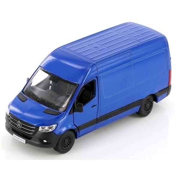 Macheta metalica Kinsmart Mercedes-Benz Sprinter, Albastru, scara 1:48