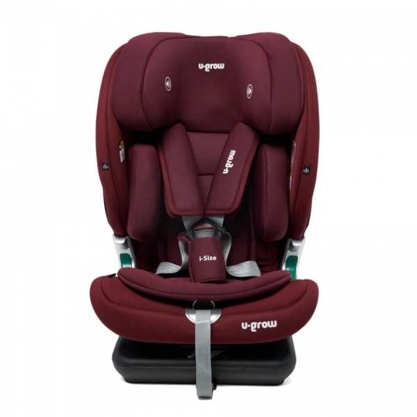 Scaun auto pentru copii U-Grow Goldfix Plus, I-Size, R129, cu isofix, 76-150 cm, boxa bluetooth, rosu