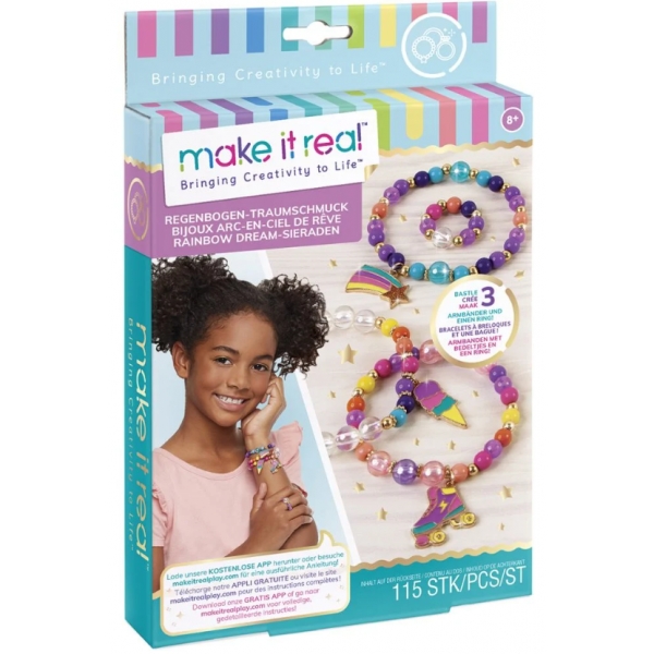 Set Make It Real, Bratari colorate din margele cu talisman, 115 piese