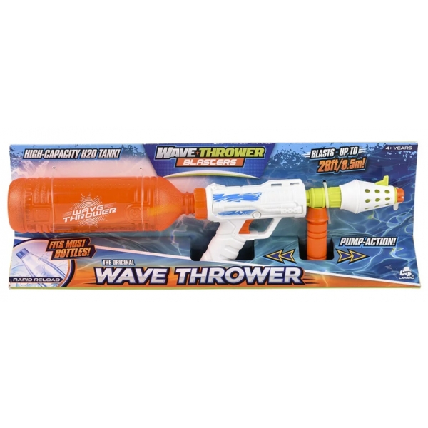 Pusca de apa Wave Thrower, 750 ml, raza de actiune 8.5 metri, Alb/Portocaliu