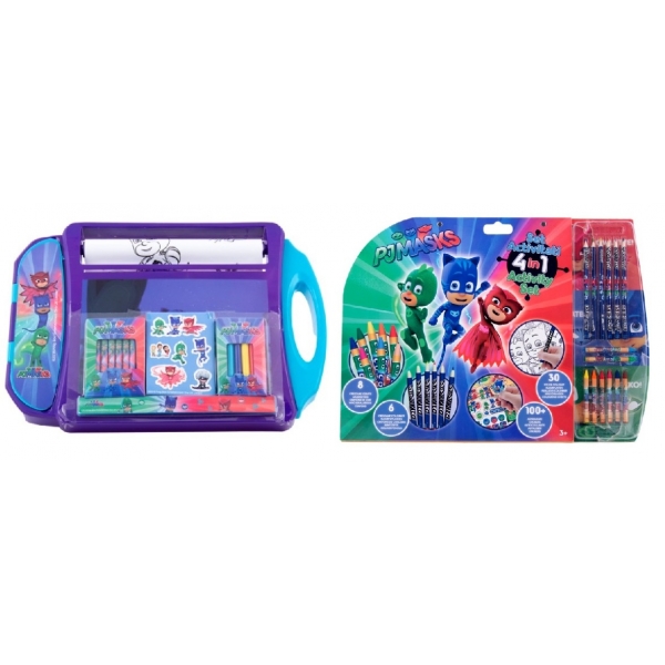 Pachet Set de colorat portabil Eroi in pijama + Mega set de colorat 5 in 1 Eroi in pijama