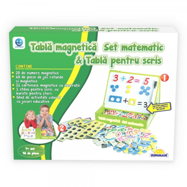 Joc educativ Smile Games, Set matematic cu tabla pentru scris, 98 piese