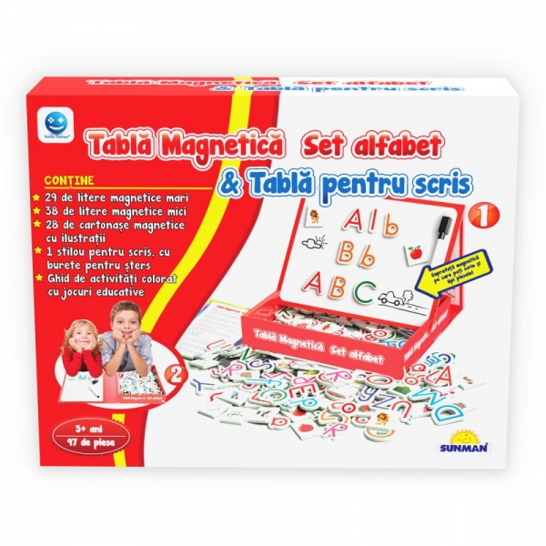 Joc educativ Smile Games, Alfabetul pe tableta magnetica, 97 piese
