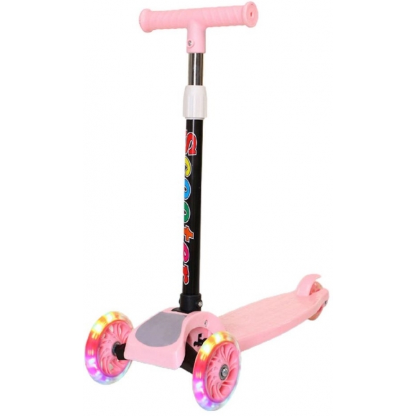 Trotineta pliabila cu roti care lumineaza, Roz