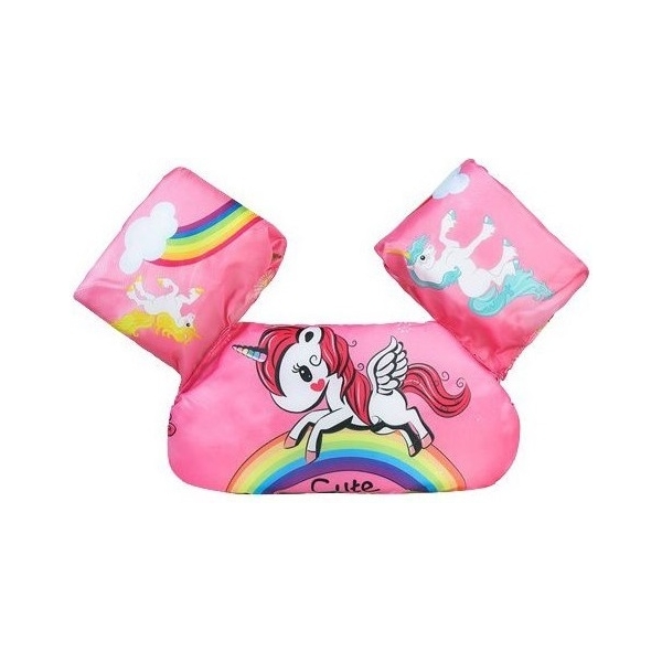 Vesta de salvare pentru copii cu aripioare de inot, Flippy, Roz, Model Unicorn