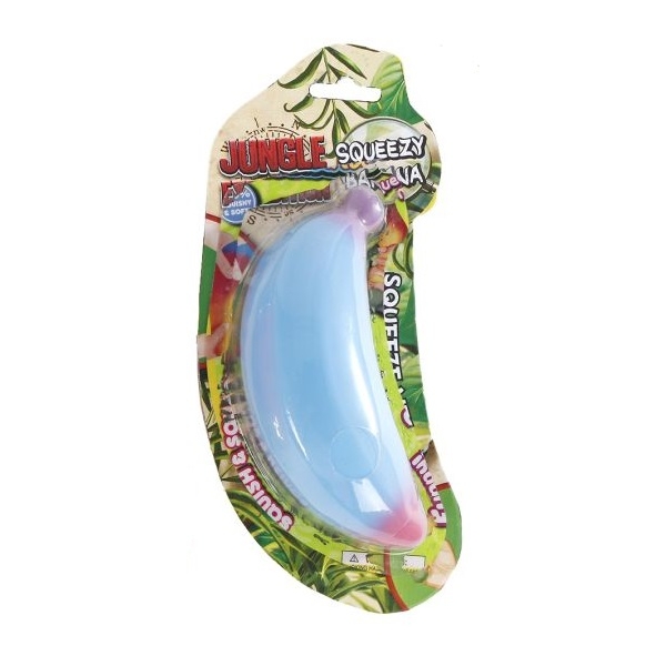 Jucarie antistres squishy banana, Albastru, 14 cm