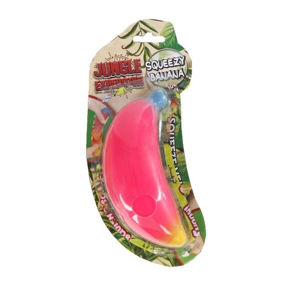 Jucarie antistres squishy banana, Rosu, 14 cm