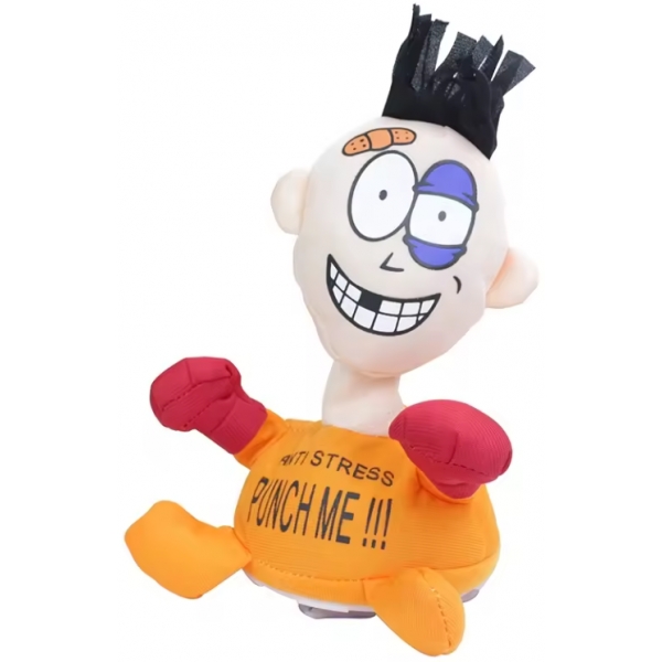 Jucarie de plus interactiva antistres, Punch Me, Portocaliu, 25 cm