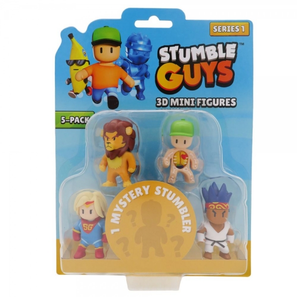 Set 5 mini figurine Stumble Guys, 3D Seria 1 - Leonidas, Super Gal, Sensei, Inside-Out