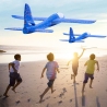 Avion planor cu pilot, polistiren, cu lumini in cabina pilotului, 47 cm, Portocaliu, Avaleea