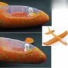 Avion planor cu pilot, polistiren, cu lumini in cabina pilotului, 47 cm, Portocaliu, Avaleea