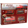 Tren de jucarie electric cu traseu de sine - Locomotiva cu 3 vagoane diferite, 48 cm, 3+ ani, Rosu