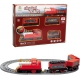 Tren de jucarie electric cu traseu de sine - Locomotiva cu 3 vagoane diferite, 48 cm, 3+ ani, Rosu