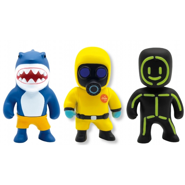 Set 3 mini figurine Stumble Guys, 3D Seria 1 - Megalodon, Hazmat NBC, Glowman