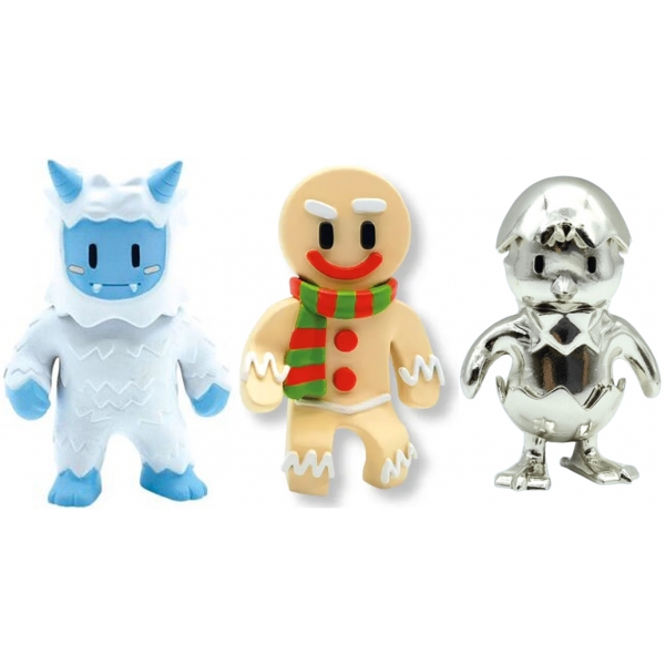 Set 3 mini figurine Stumble Guys, 3D Seria 1 - Frost Yeti, Gingerbread Guy, Metal Hatchling
