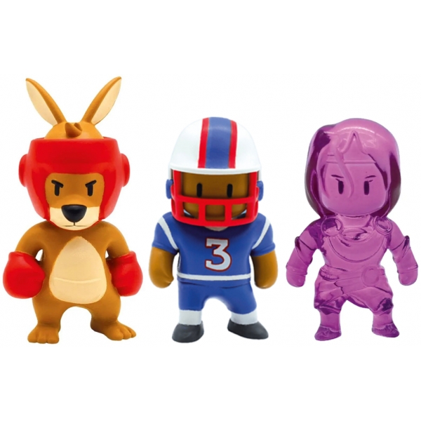 Set 3 mini figurine Stumble Guys, 3D Seria 1 - Boxing Roo, Quarterback, Amethyst Nyx