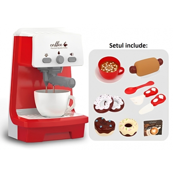 Set de joaca Espressor de Cafea, cu Accesorii, Sunete reale, 3+ ani, 12x10x16 cm, Multicolor