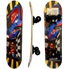Skateboard 60 cm din lemn, pentru copii, Greutate maxima 30 kg, Model Masini de curse, Multicolor