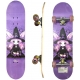 Skateboard 80 cm din lemn, Suport din Aliaj Aluminiu, Greutate maxima 70 kg, Model Vrajitoare, Roz