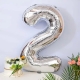 Balon din Folie, Cifra 2, 81 cm, Pentru Aer sau Heliu, Argintiu