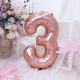 Balon din Folie, Cifra 3, 81 cm, Pentru Aer sau Heliu, Roz Auriu