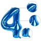 Balon din Folie, Cifra 4, 81 cm, Pentru Aer sau Heliu, Albastru