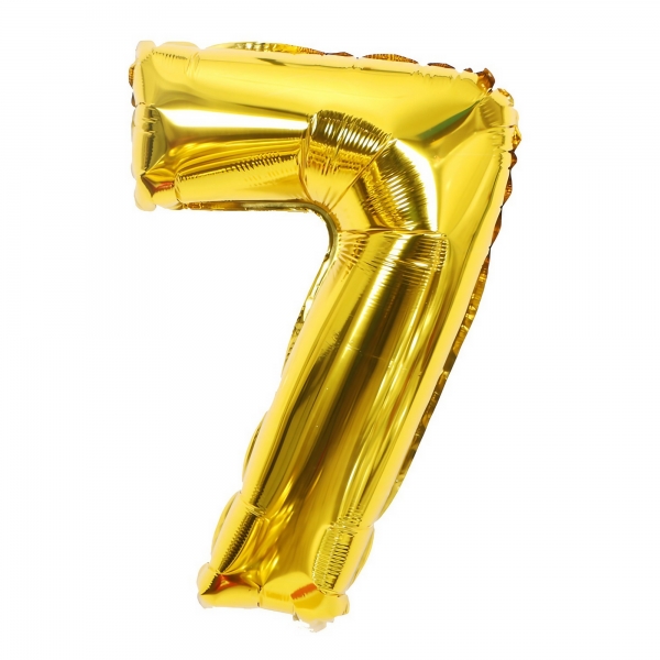 Balon din Folie, Cifra 7, 81 cm, Pentru Aer sau Heliu, Auriu