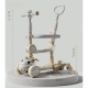 Trotineta Multifunctionala 6 in 1, cu Maner de Impingere, 1-12 Ani, Reglabil 360, Pliere Usoara, Model Dinozaur, Alb/Bej