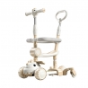 Trotineta Multifunctionala 6 in 1, cu Maner de Impingere, 1-12 Ani, Reglabil 360, Pliere Usoara, Model Dinozaur, Alb/Bej