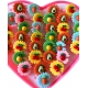 Set de Accesorii pentru Fetite, in Cutie in Forma de Inima, 36 Inele, din Plastic, Model cu Floricele si Fructe