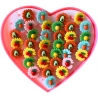Set de Accesorii pentru Fetite, in Cutie in Forma de Inima, 36 Inele, din Plastic, Model cu Floricele si Fructe