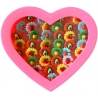 Set de Accesorii pentru Fetite, in Cutie in Forma de Inima, 36 Inele, din Plastic, Model cu Floricele si Fructe