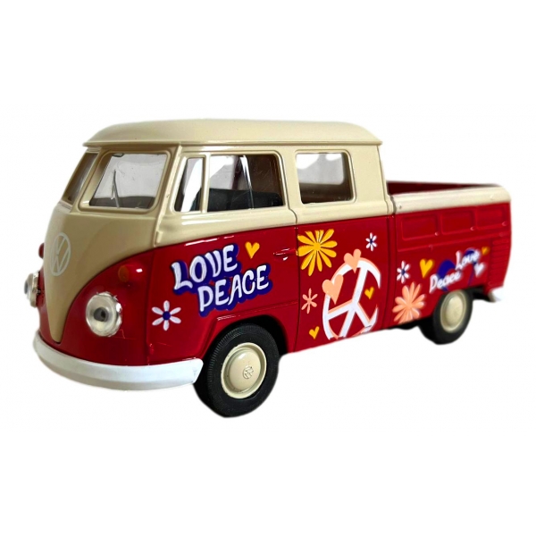 Macheta auto Welly Volkswagen T1 Pick Up, Scara 1:34, Rosu