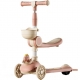 Trotineta Multifunctionala 3 in 1, 1-7 Ani, cu Lumini si Muzica, Reglabil 360, Pliere Usoara, Dinozaur, 67-76x24x55cm, Alb/Roz