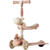 Trotineta Multifunctionala 3 in 1, 1-7 Ani, cu Lumini si Muzica, Reglabil 360, Pliere Usoara, Dinozaur, 67-76x24x55cm, Alb/Roz