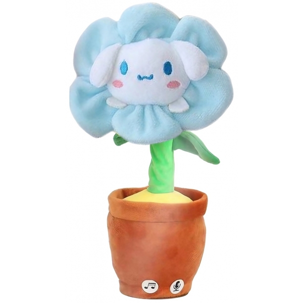 Jucarie de Plus Interactiva, 120 Cantece, Iepure Vorbitor si Dansator, 33 cm, Functie de Imitare/Inregistrare, Albastru