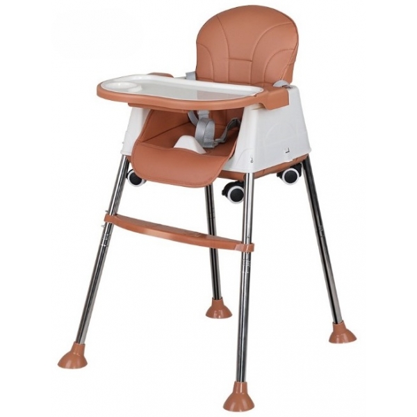 Scaun de Masa Pliabil 3in1, Reglabil, Multifunctional, Masuta si Husa Detasabile, Roti, Ajustare Inaltime, Maro