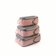 Set 3 Genti de Calatorie Pentru Depozitare, Compresibile, 3 Dimensiuni, Mic, Mediu, Mare, Impermeabile, Fermoar Dublu, Roz
