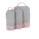 Set 3 Genti de Calatorie Pentru Depozitare, Compresibile, 3 Dimensiuni, Mic, Mediu, Mare, Impermeabile, Fermoar Dublu, Roz