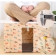 Cutie de Depozitare Pliabila, 66 L, Panza Oxford, 50x40x33 cm, Fereastra Frontala, 2 Usi de Acces cu Fermoar Bidirectional, Cadru Metalic, Suport Baza Stabil din Plastic, Imprimeu Catelus, Bej