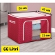 Cutie de Depozitare Pliabila, 66 L, din Tesatura Oxford, 50x40x33 cm, Fereastra Frontala, 2 Usi de Acces cu Fermoar Bidirectional, Cadru Metalic, Suport Baza Stabil din Plastic, Imprimeu Buline, Rosu
