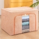 Cutie de depozitare pliabila, Cu fermoar, 66 L, Textil, 50x40x33 cm, Cadru Metalic, Suport Baza Stabil din Plastic, Roz pudrat, model 2