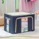 Cutie de Depozitare Pliabila, 24 L, Panza Oxford, 40x30x20 cm, Fereastra Frontala, 2 Usi de Acces cu Fermoar Bidirectional, Cadru Metalic, Suport Baza Stabil din Plastic, Imprimeu buline, Albastru Marin