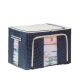 Cutie de Depozitare Pliabila, 24 L, Panza Oxford, 40x30x20 cm, Fereastra Frontala, 2 Usi de Acces cu Fermoar Bidirectional, Cadru Metalic, Suport Baza Stabil din Plastic, Imprimeu buline, Albastru Marin